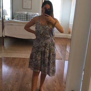 Tiered dress, lilac with floral, medium